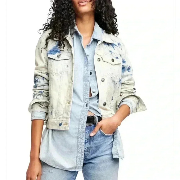 FREE PEOPLE jones tie dye blue jacket size S - Picture 2 of 14